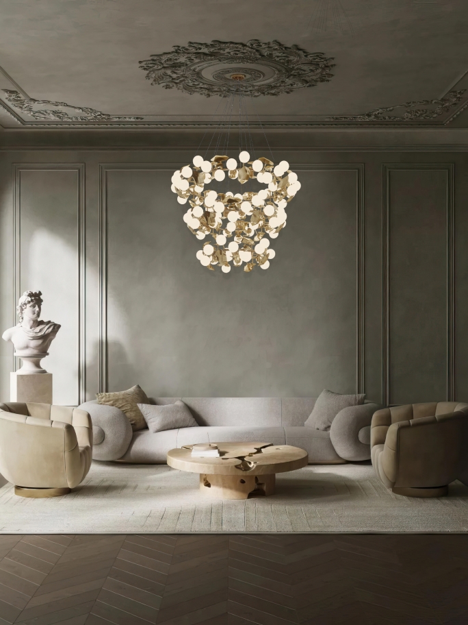 Neo-Classic Elegant Living Room With White Garden&nbsp;Rug by Rug'Society