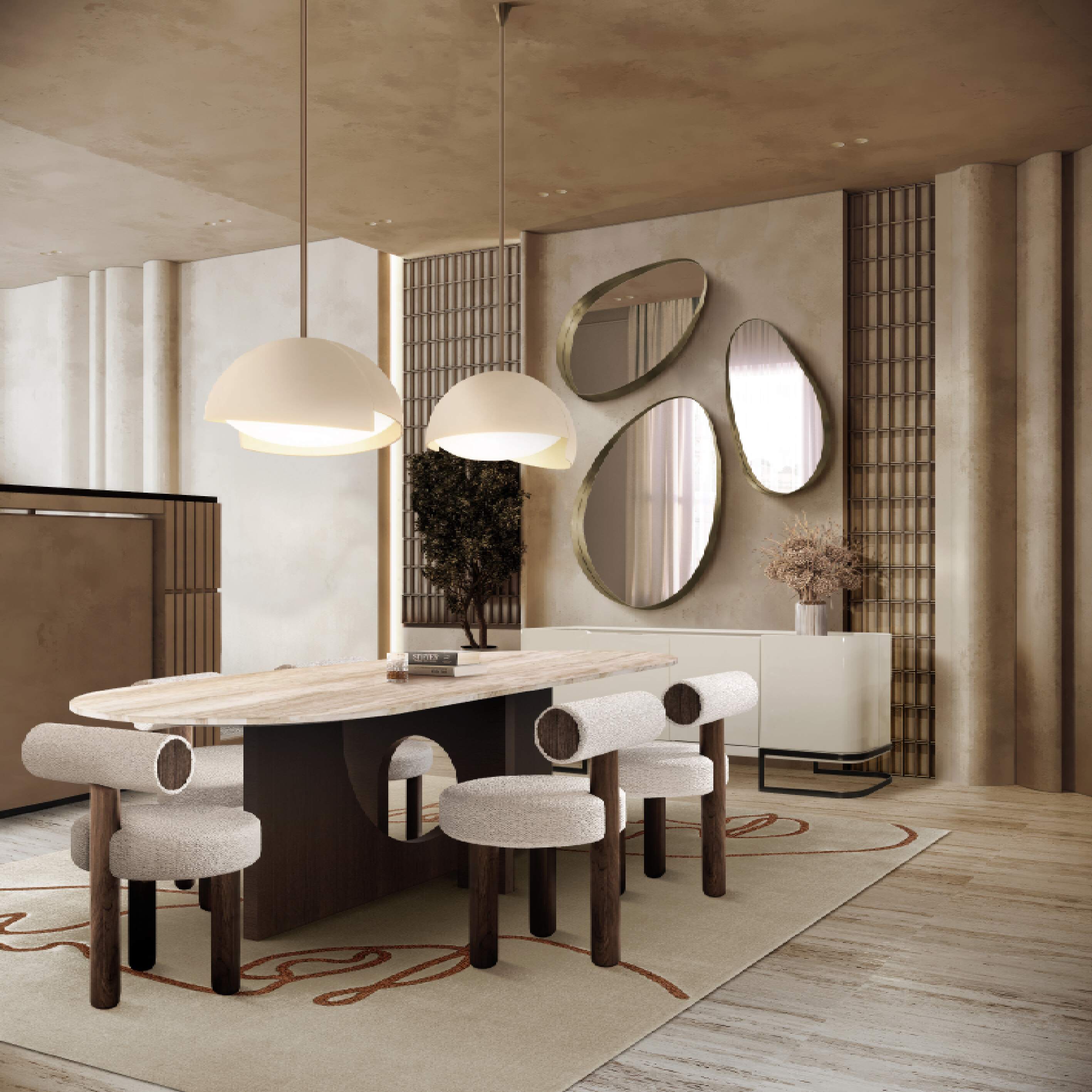 Neutral Elegant Dining Room With Taupe&nbsp;Rug by Rug'Society