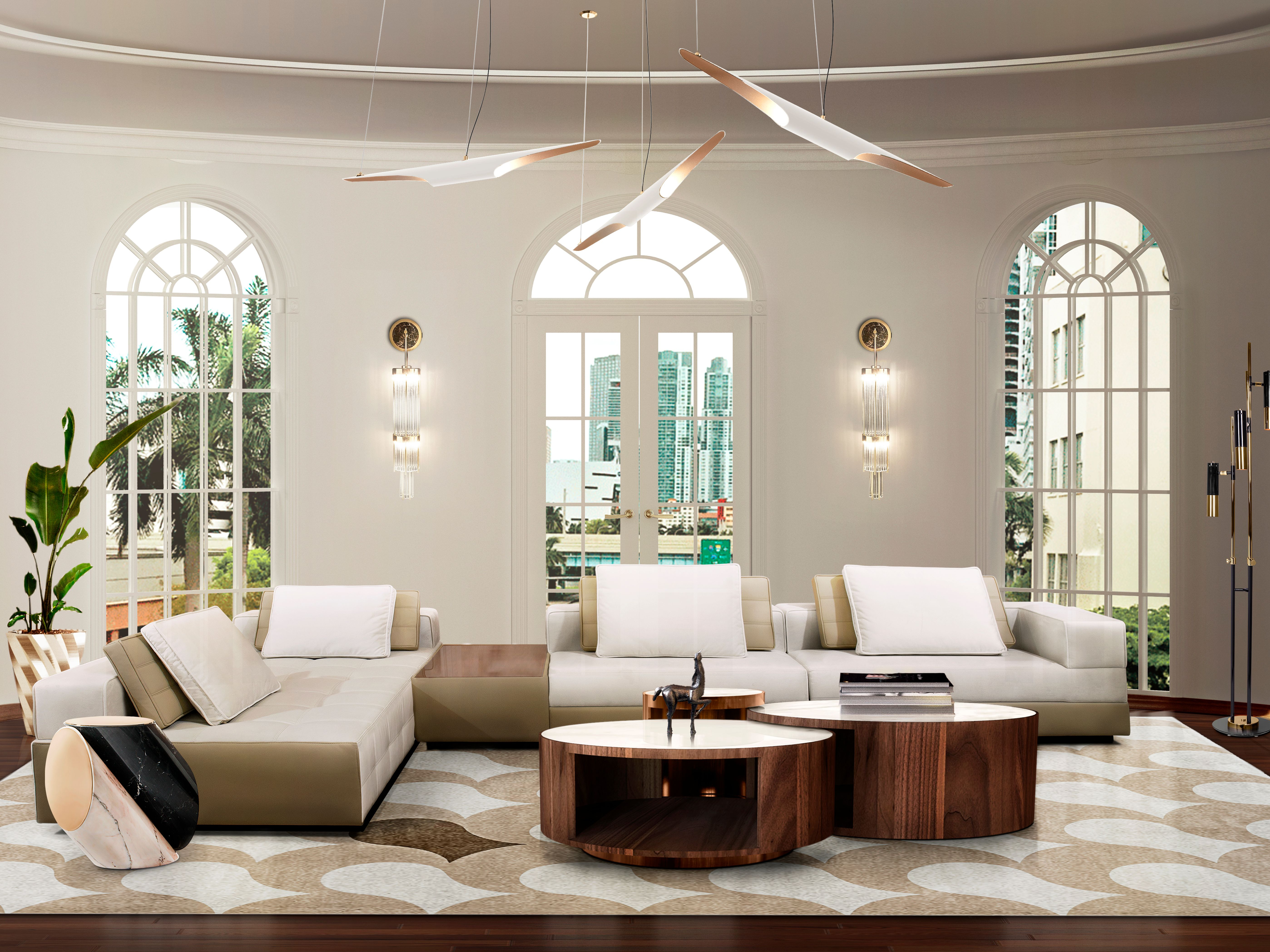 Neutral Living Room full of Natural Light with the Adler&nbsp;Rug by Rug'Society
