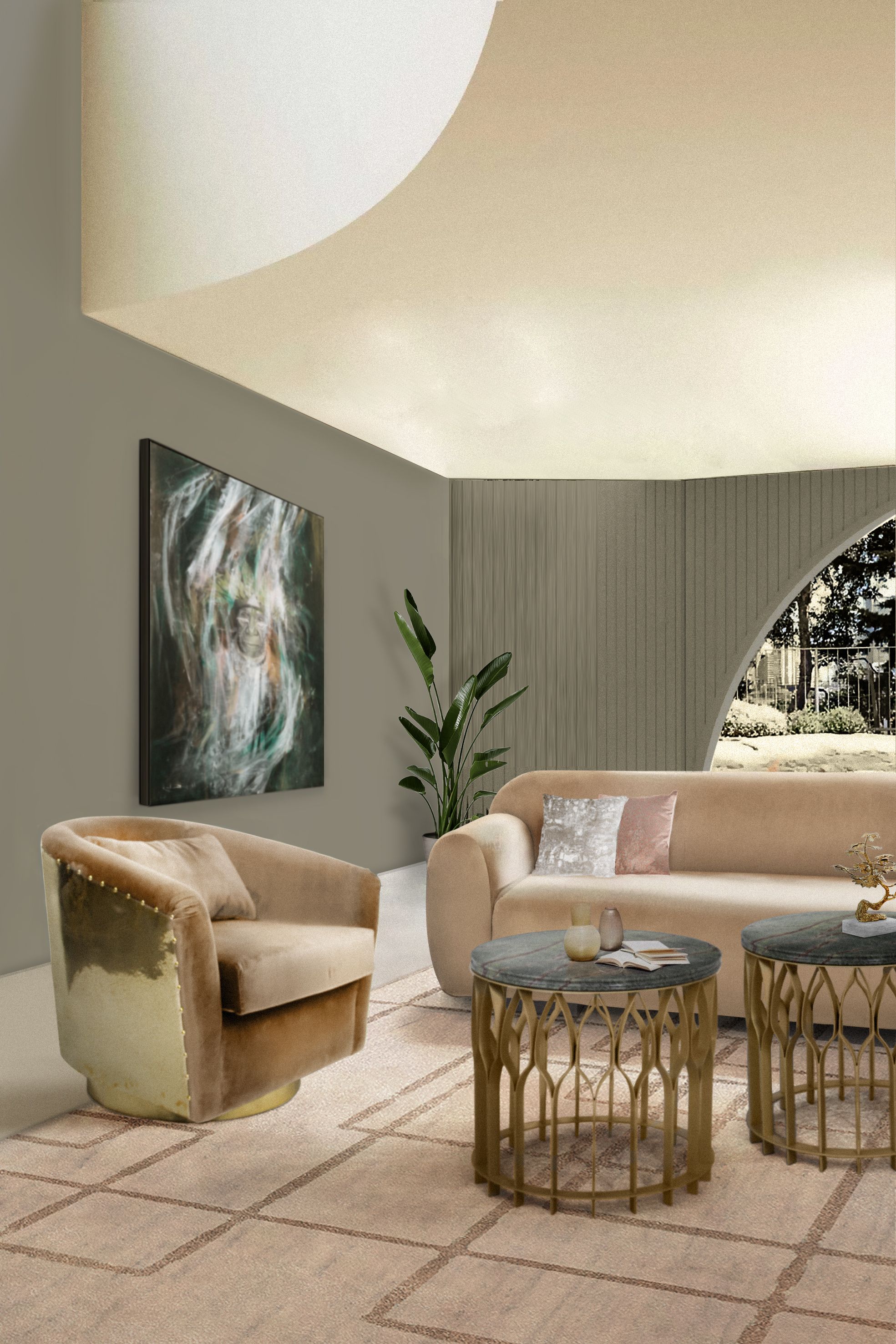 Neutral Living Room With Terracotta&nbsp;Rug by Rug'Society
