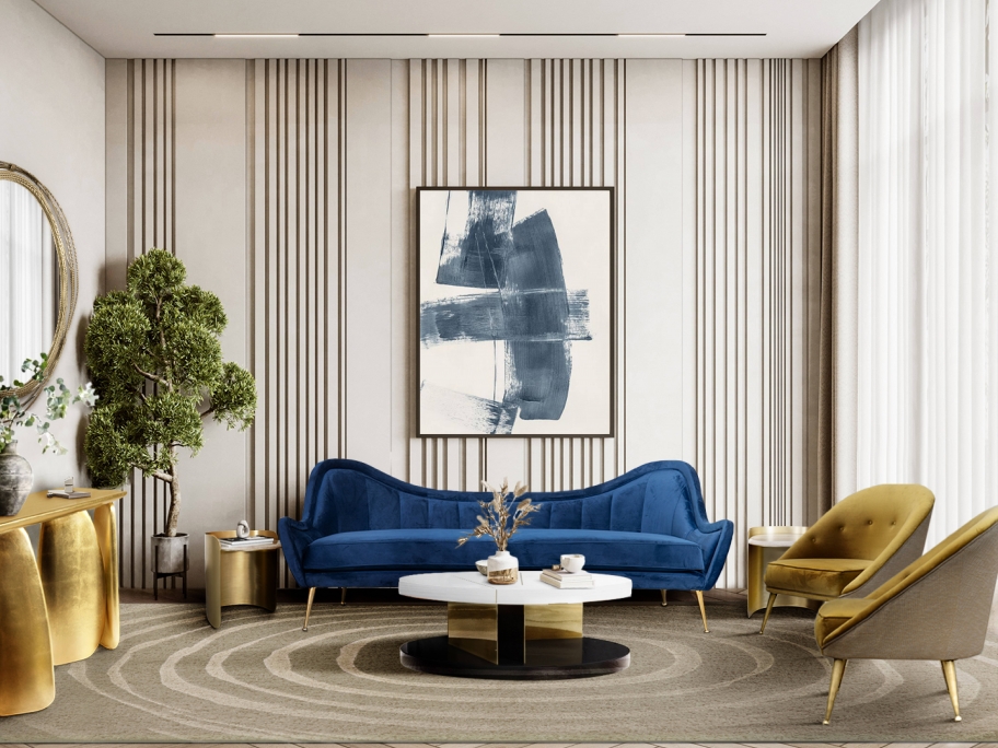 Neutral Modern Living Room With The Eye&nbsp;Rug by Rug'Society