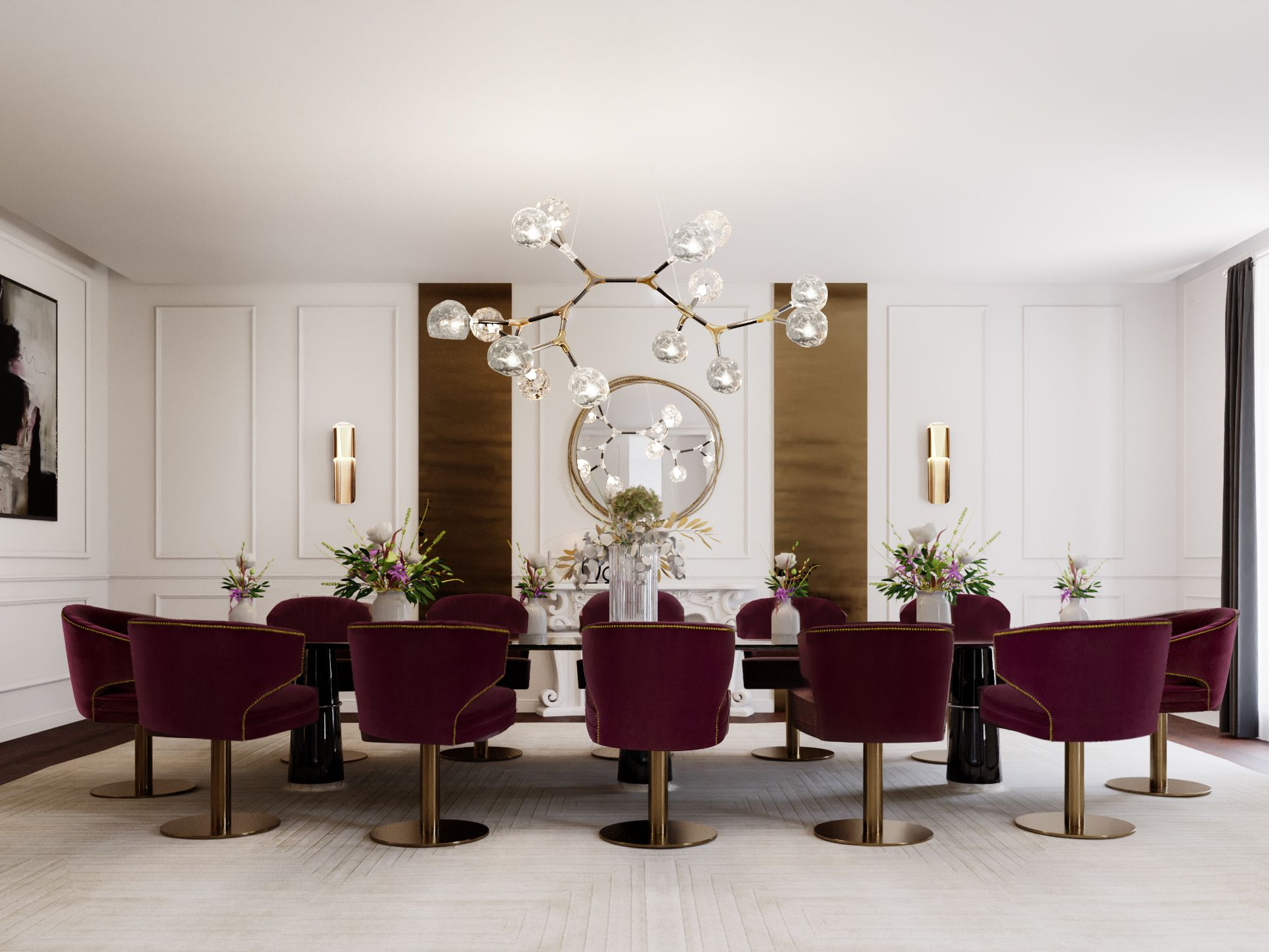 Neutral Toned Open Dining Room with White Garden&nbsp;Rug by Rug'Society