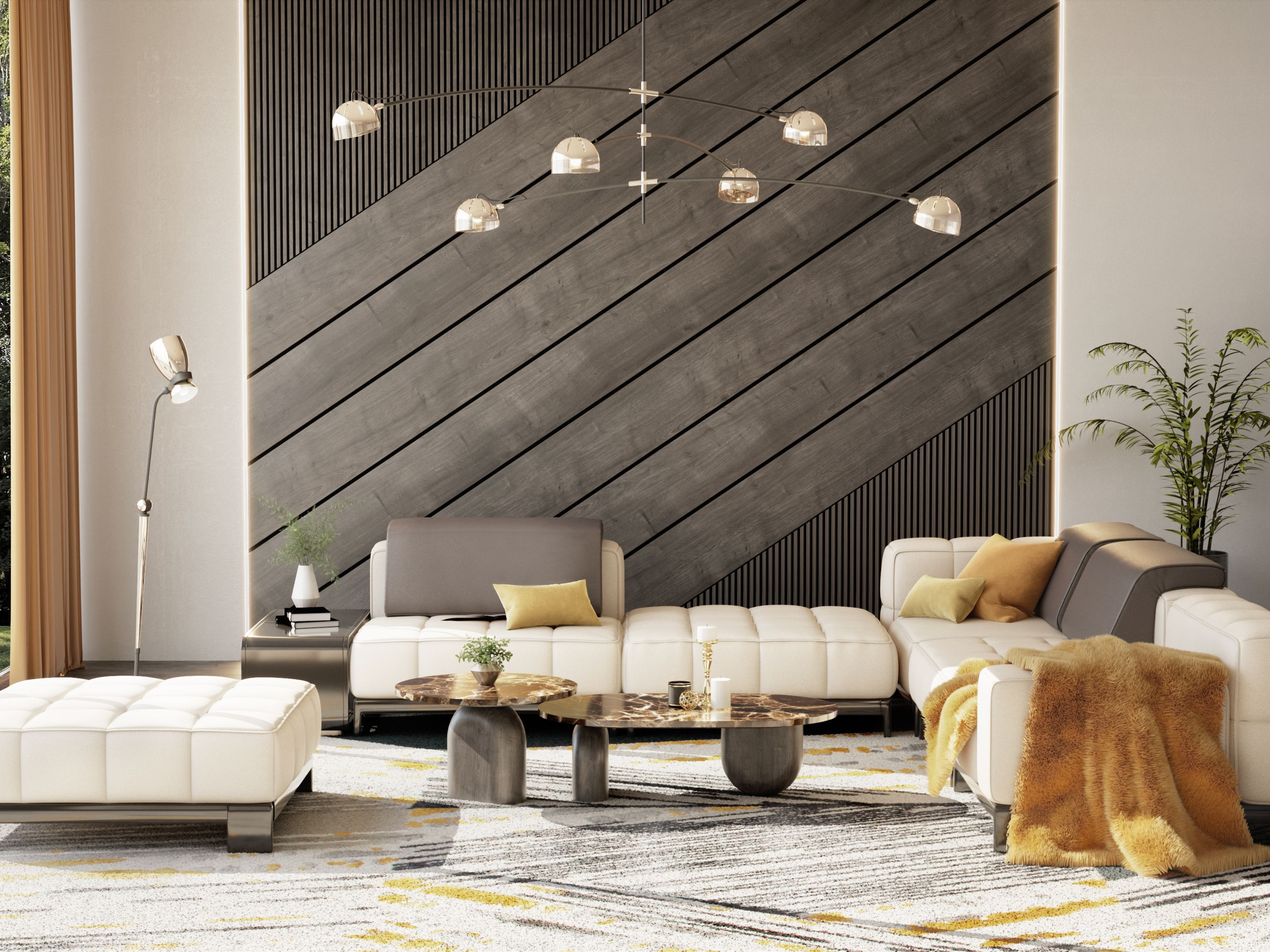 Open and Unique, a Breathtaking Living Room with Xisto&nbsp;Rug by Rug'Society