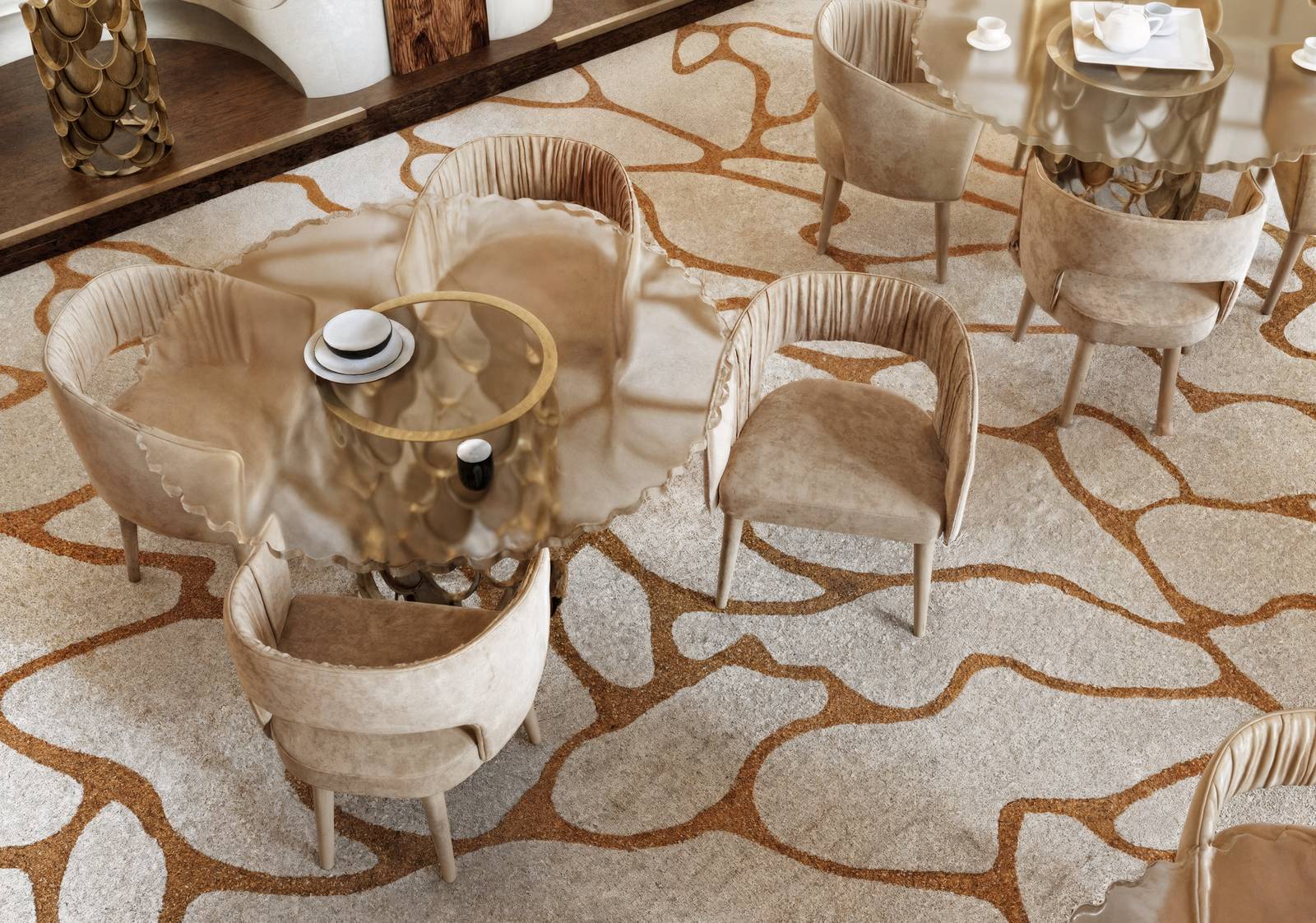 Organic Luxury Dining Area With Cell&nbsp;Rug by Rug'Society