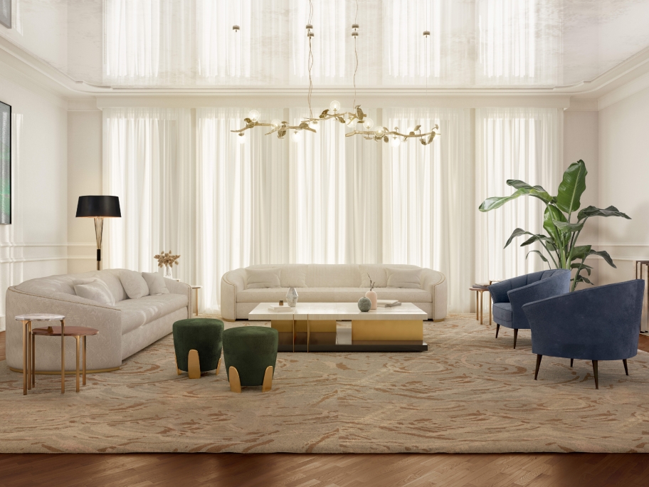 Parisian Luxury Living Room With Merfilus Square&nbsp;Rug by Rug'Society