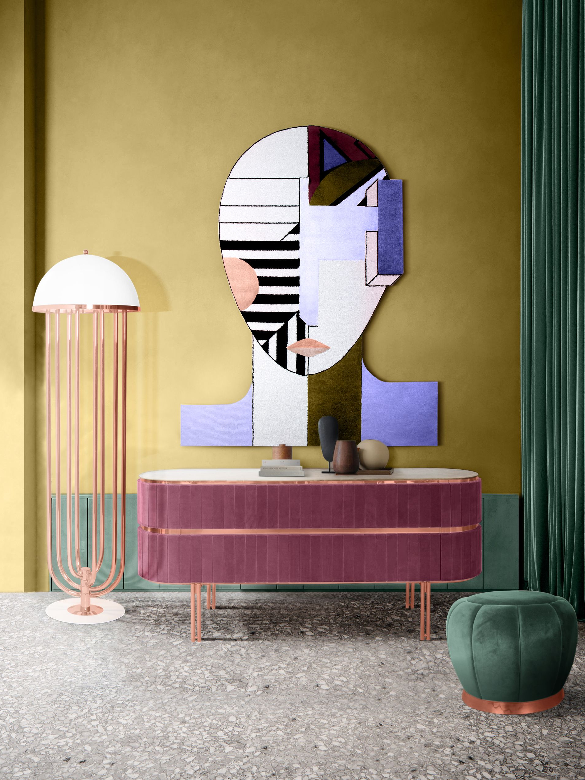 Pastel Colored Hallway with Modified Oscar&nbsp;Rug by Rug'Society