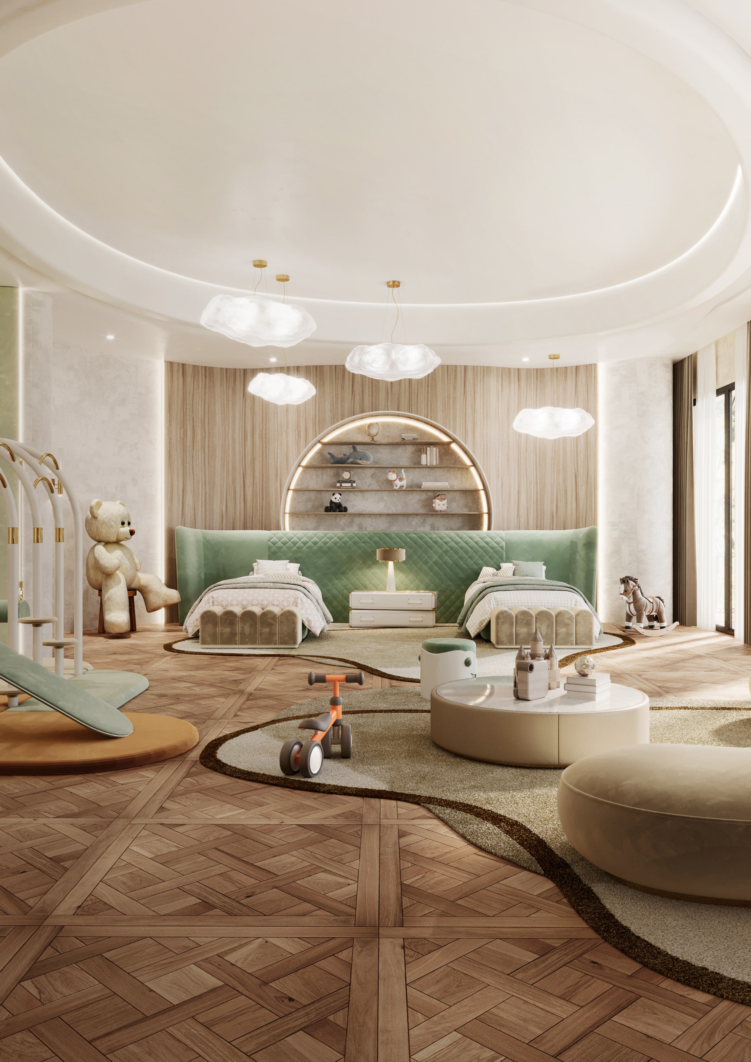 Pastel Tones Serene Kid's Bedroom With Blush&nbsp;Rug by Rug'Society