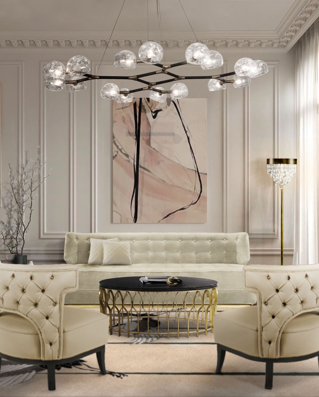 Rug'Society Elegant Living Room with HERON&nbsp;Rug by Rug'Society