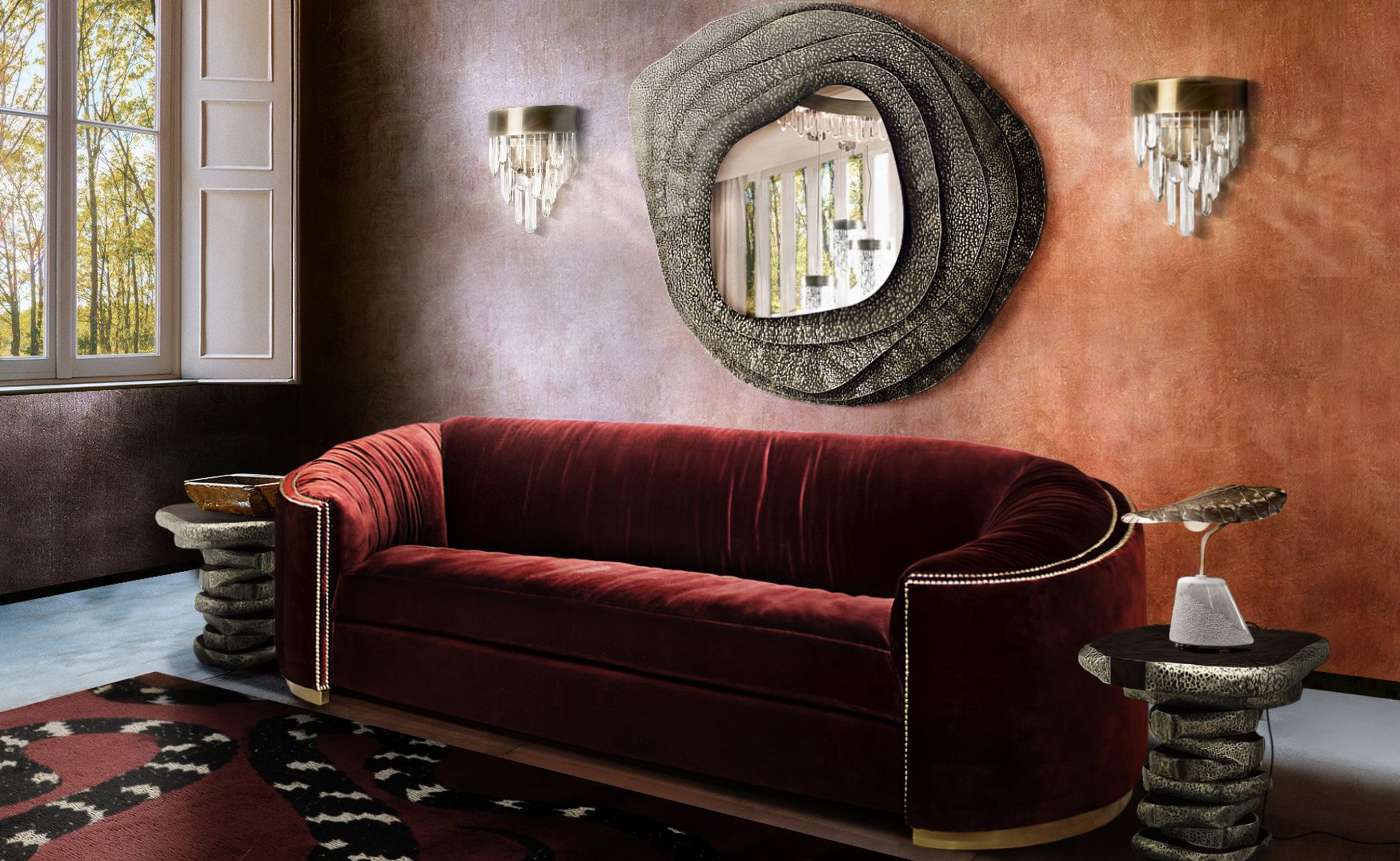 Rug'Society Living Room with Botanical SNAKE 8&nbsp;Rug by Rug'Society