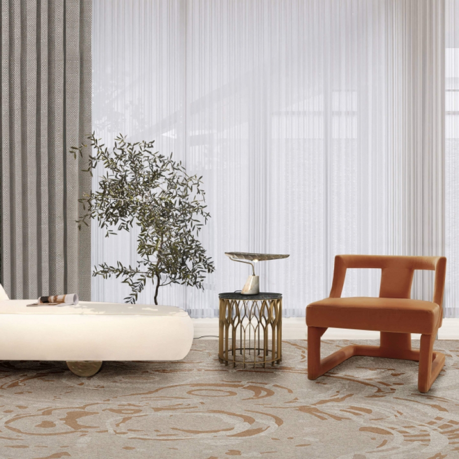 Serene Modern Living Room With Merfils Square&nbsp;Rug by Rug'Society