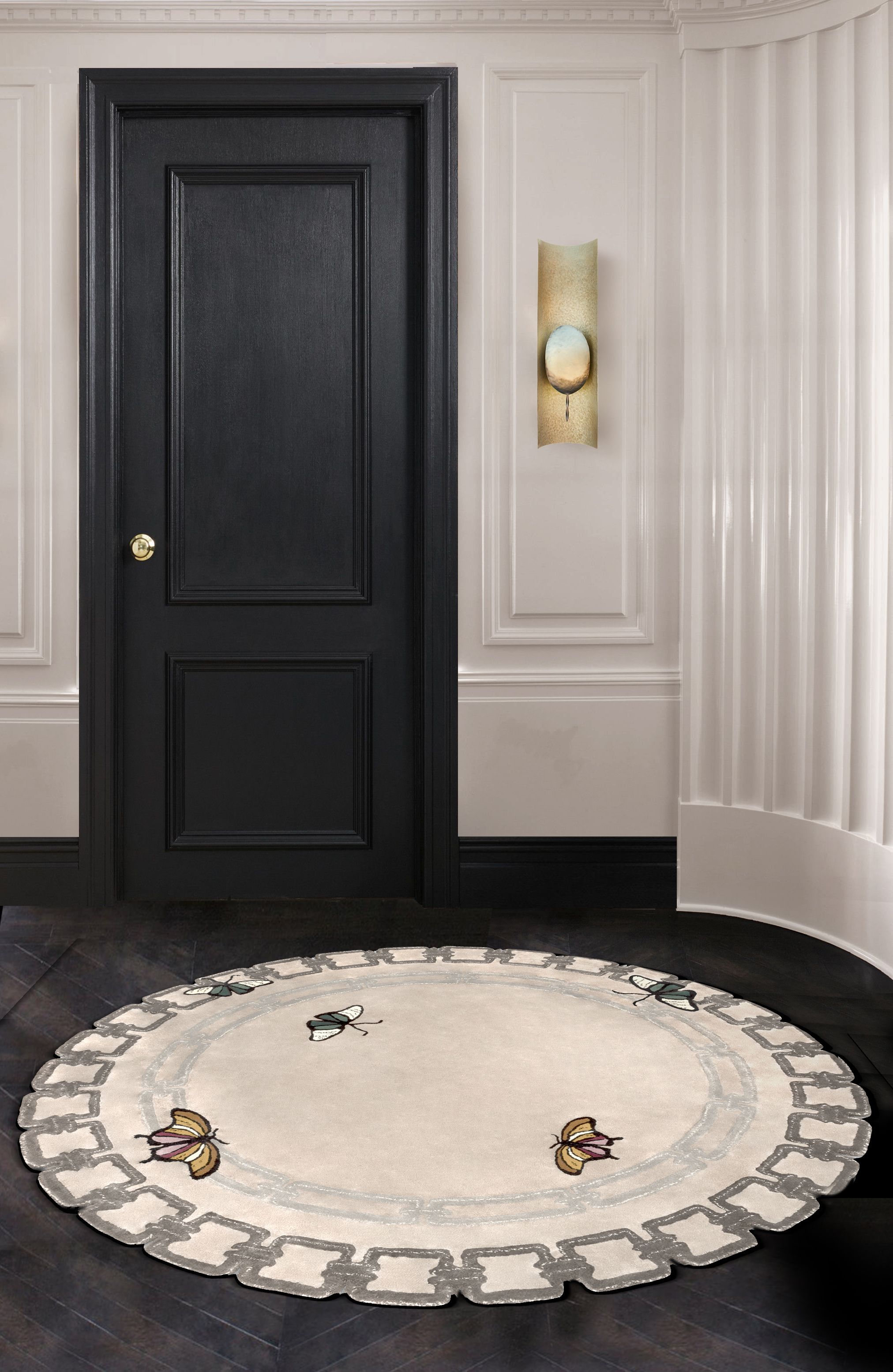Simple But Elegant Entryway With Metamorphosis&nbsp;Rug by Rug'Society
