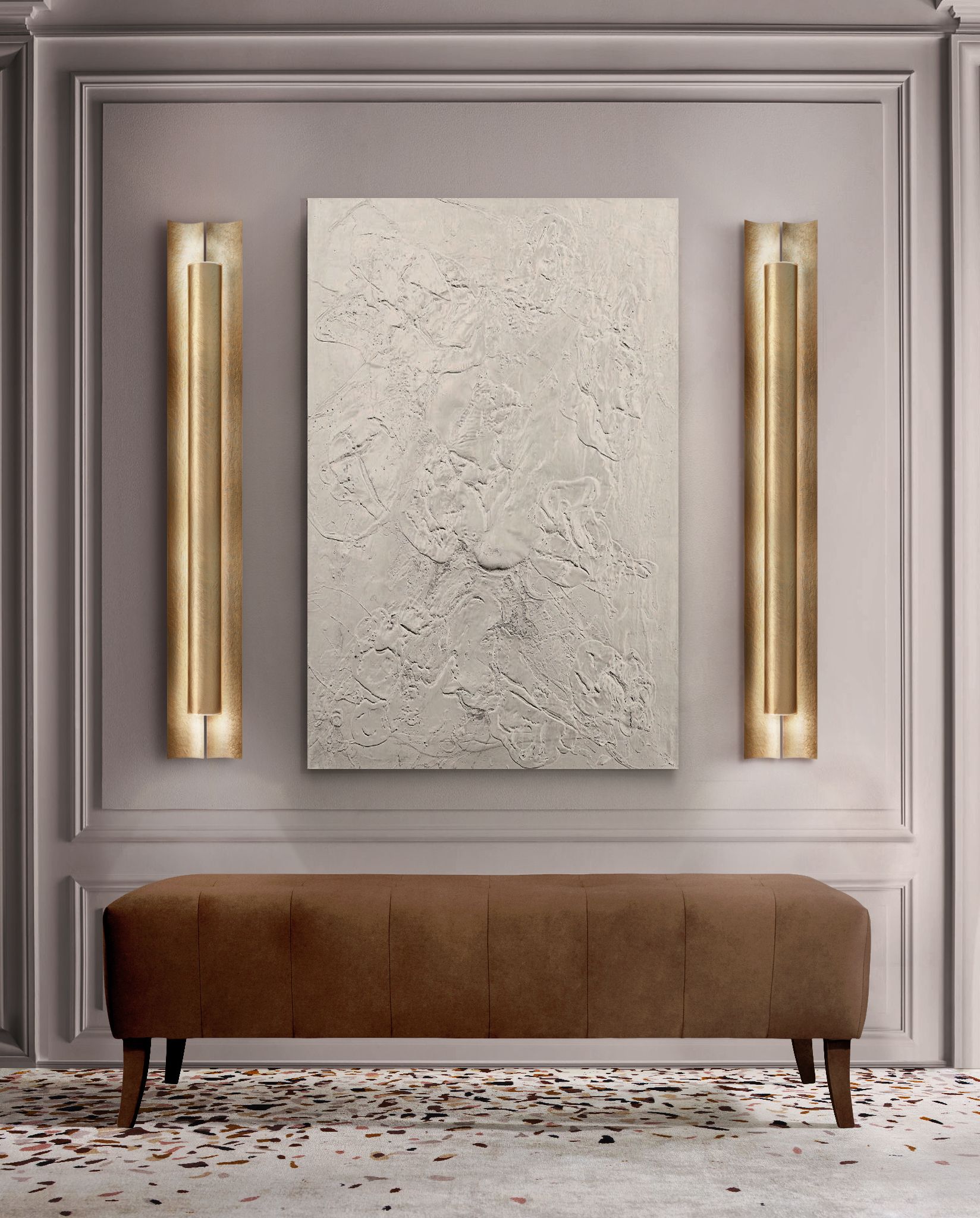 Simple Hallway With Terrazzo Neutral&nbsp;Rug by Rug'Society