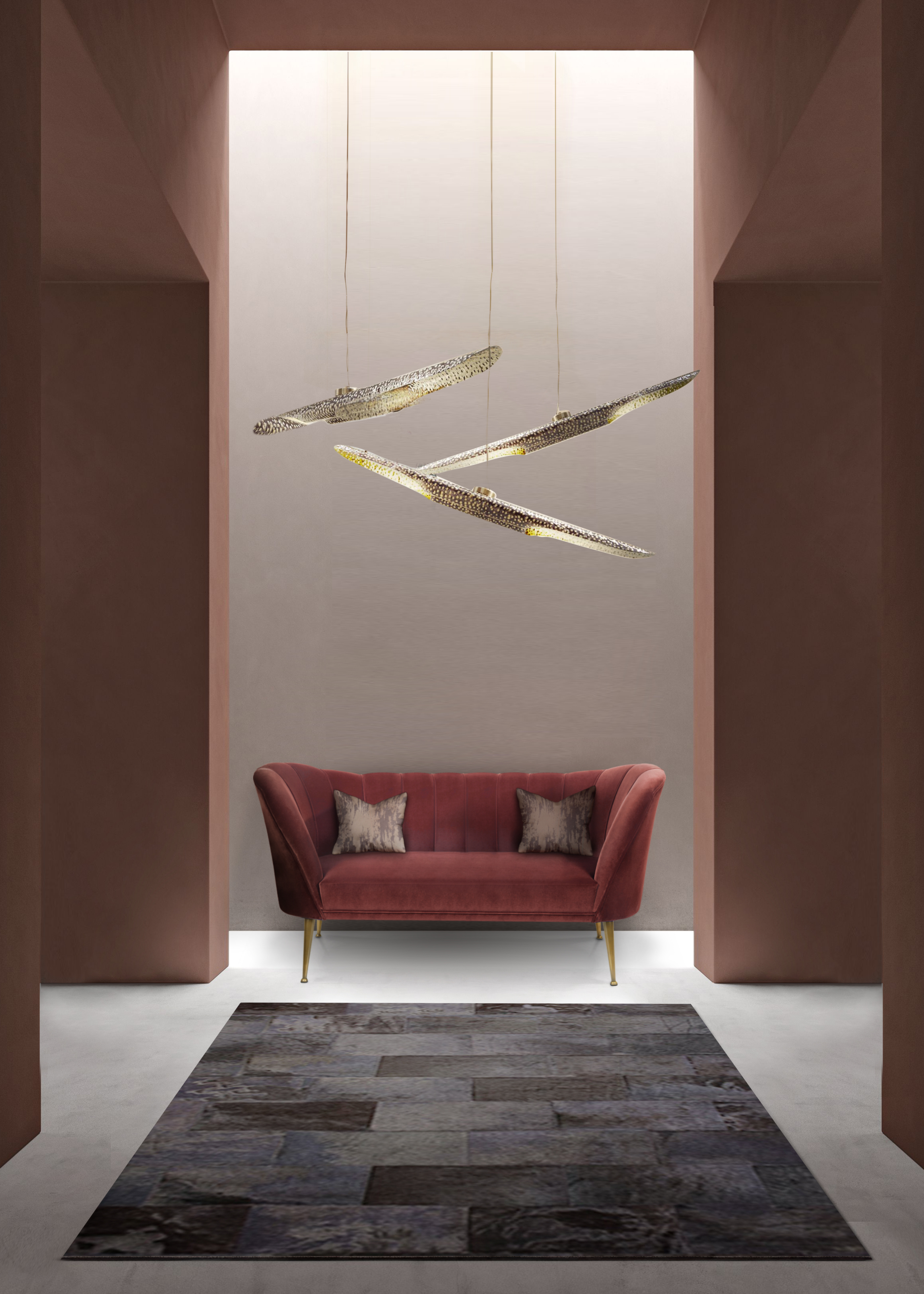 Sophisticated Hallway With Brick Leather&nbsp;Rug by Rug'Society