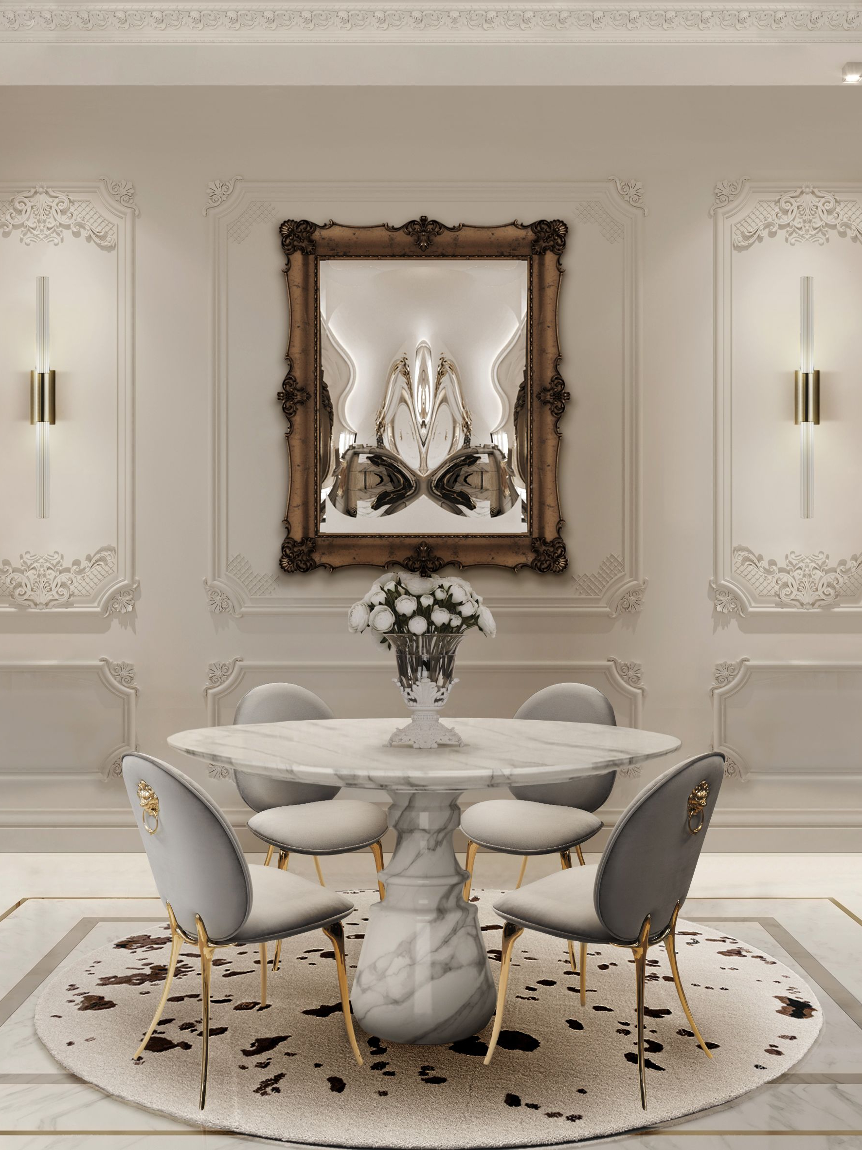 Sophisticated Modern Classic Dining Room With Oslo&nbsp;Rug by Rug'Society