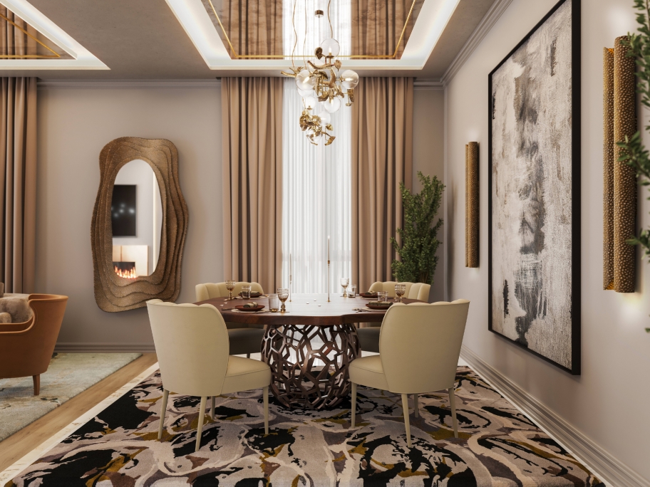 Sophisticated Modern Dining Room With The Madeira&nbsp;Rug by Rug'Society
