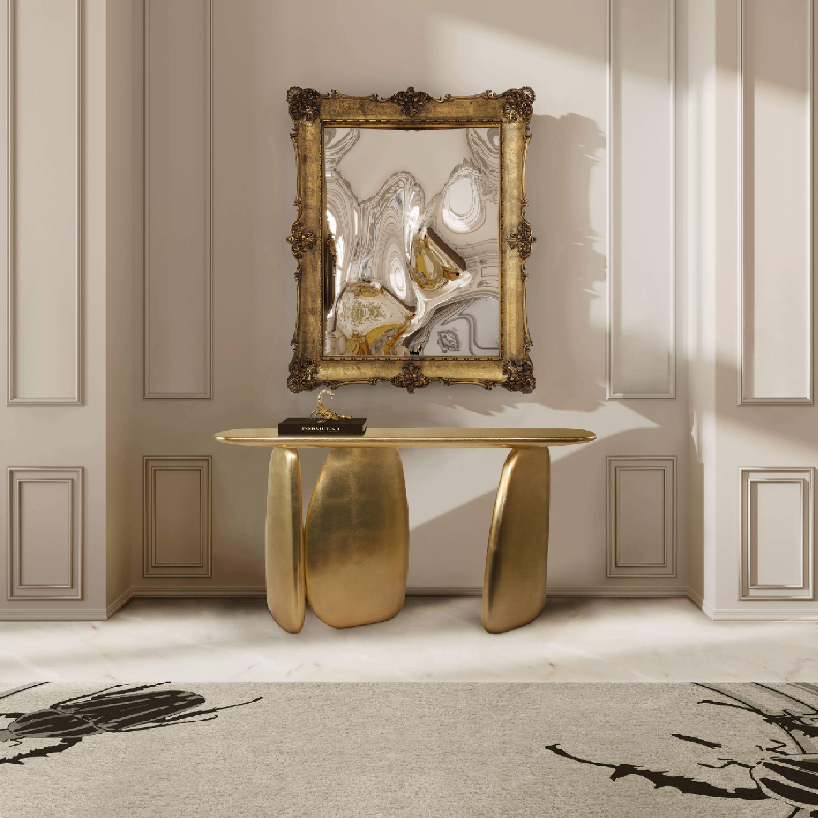 Sophisticated Neutral Tones Hallway With Golden Bugs II&nbsp;Rug by Rug'Society