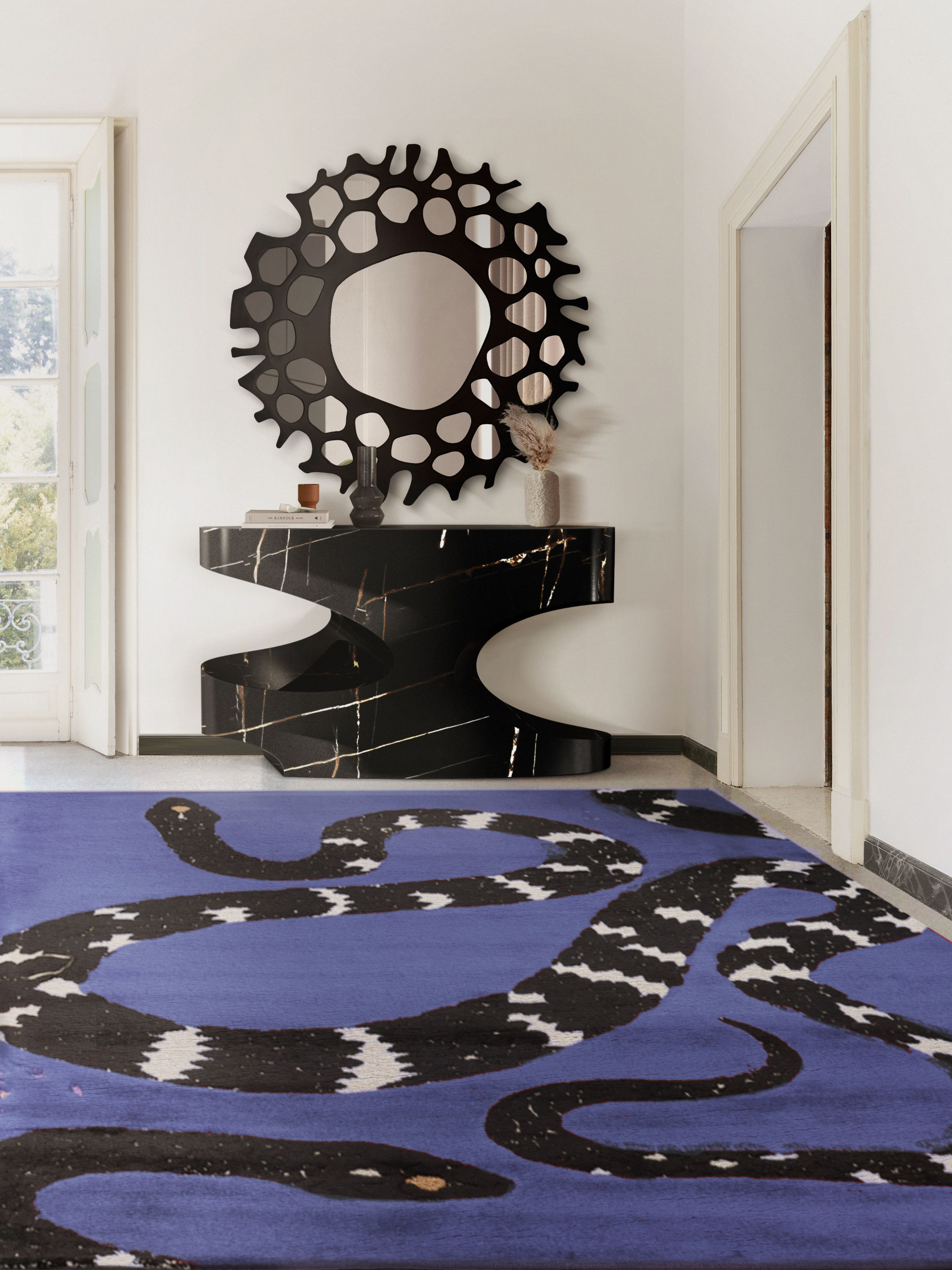 Stunning Entryway With Snake 8 Rug in Very Peri&nbsp;Version by Rug'Society