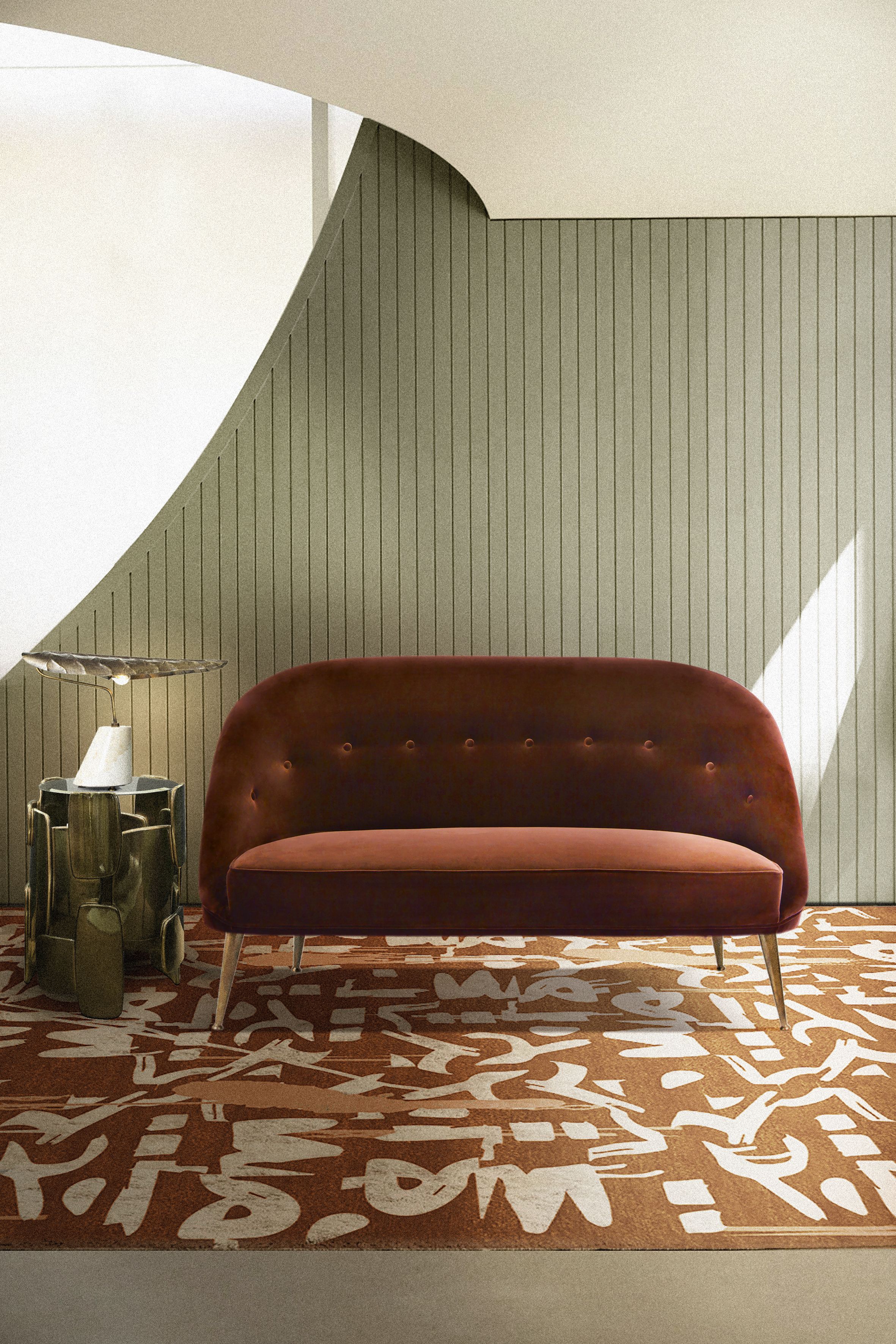 Terracotta Living Room With Inkaholic Urban&nbsp;Rug by Rug'Society