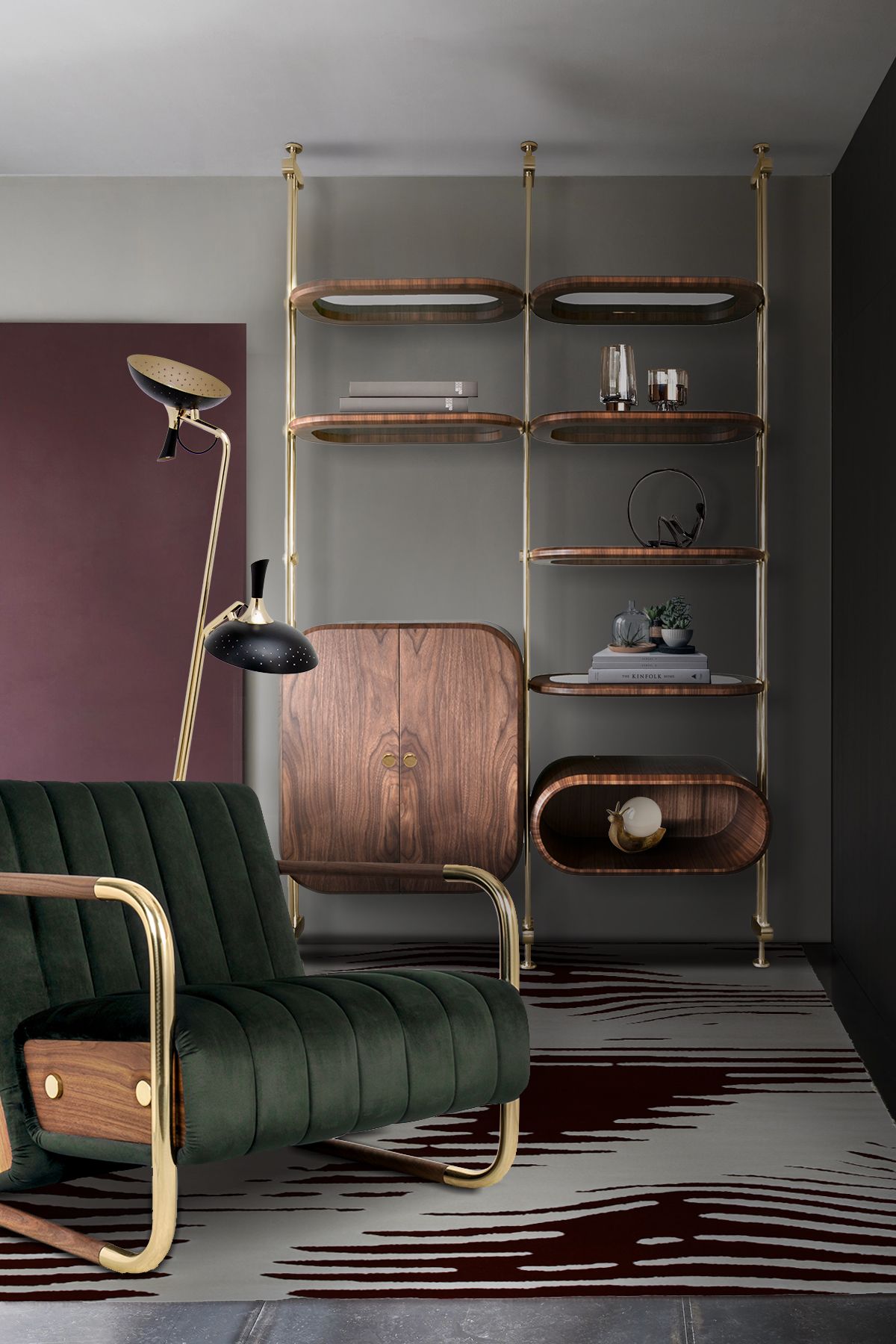 Trendy Reading Corner In Earth Tones And The Kotta&nbsp;Rug by Rug'Society