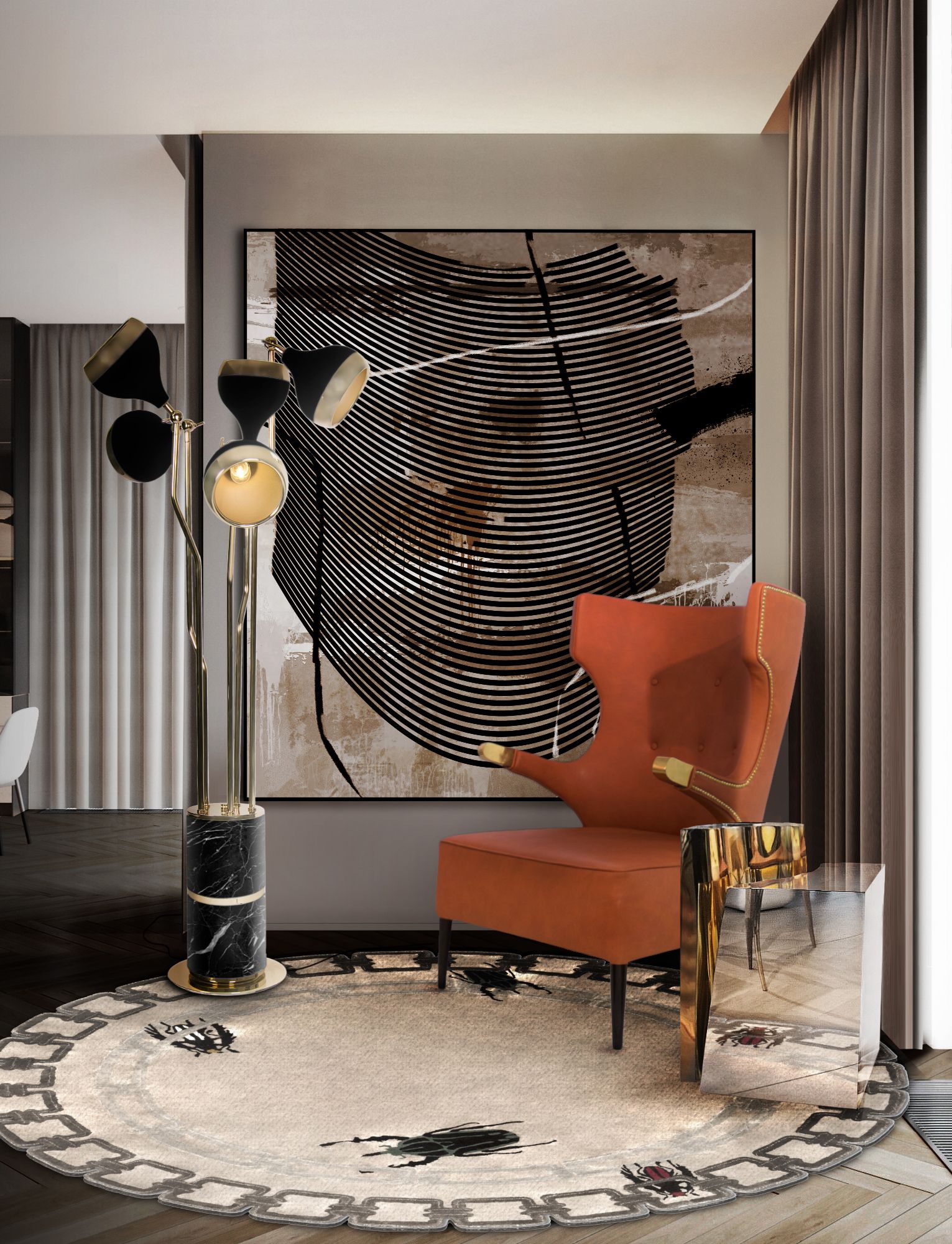 Trendy Reading Corner With Earth Tones And Terracotta&nbsp;Details by Rug'Society