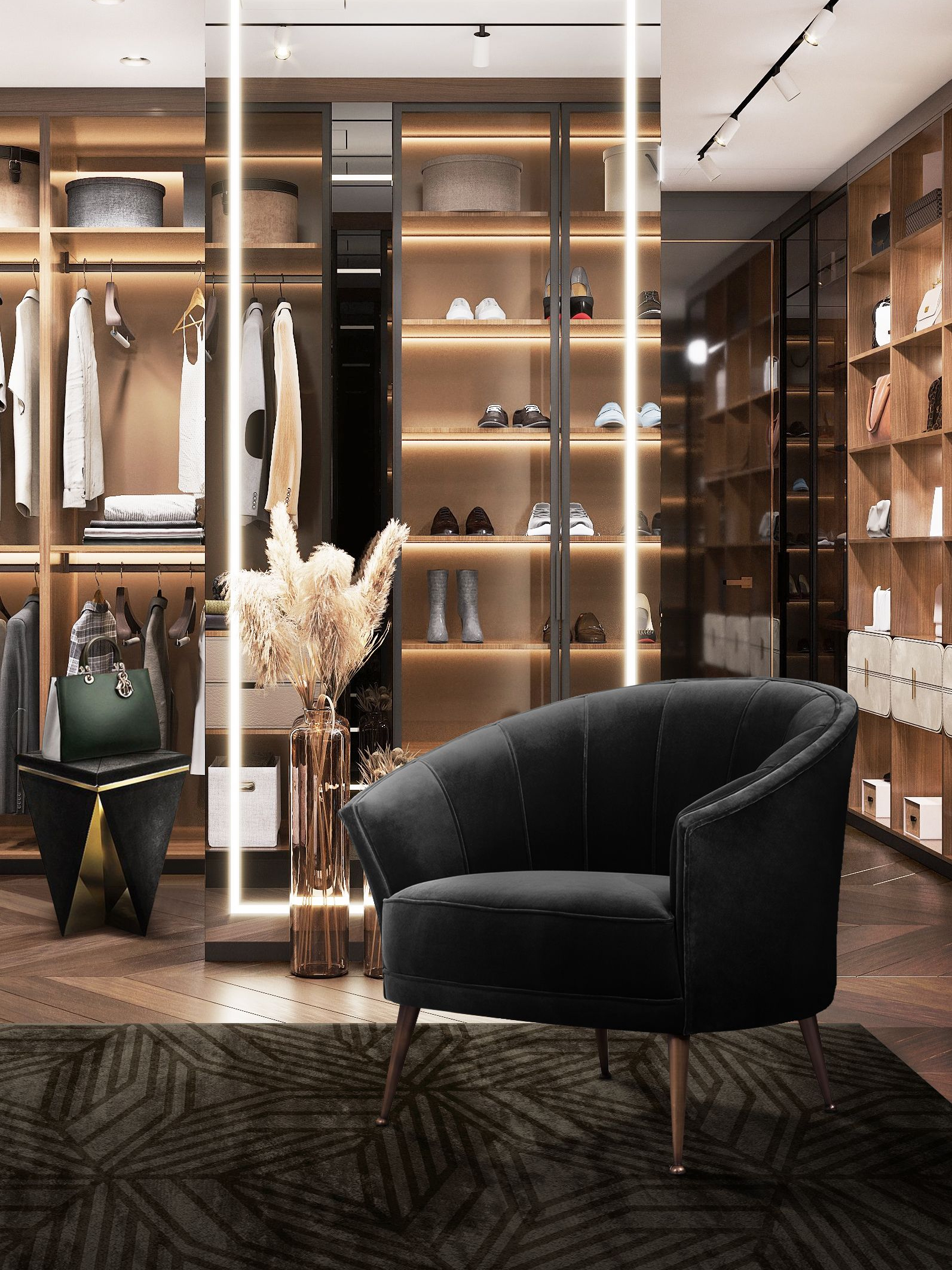 Unique and Luxurious Closet with the Kaiwa&nbsp;Rug by Rug'Society