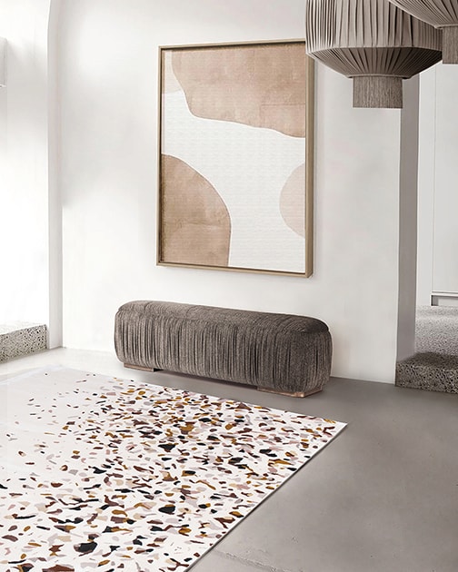 Mid-Century Living Room With Terrazzo Rug by Rug'Society