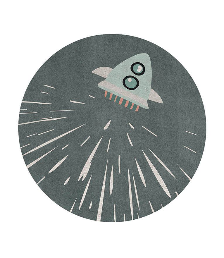 Thunder Rocket Round Kids Rug by Rug'Society