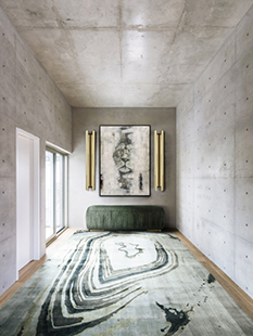 Contemporary Hallway With Agatha Botanical Rug by Rug'Society