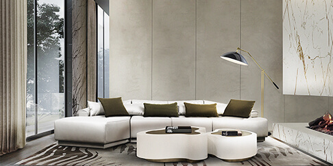 Earth Tones Living Room With Kotta Modern Rug by Rug'Society